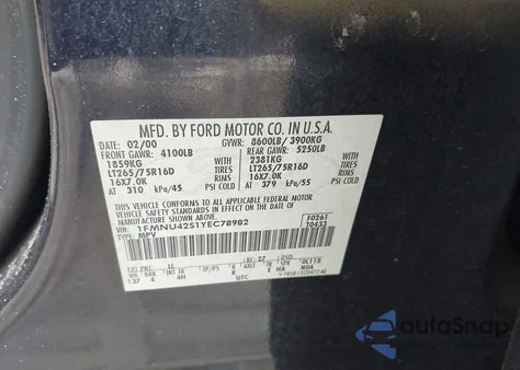 2000 Ford Excursion Limited z USA, uszkodzony, nr VIN 1FMNU42S1YEC78982